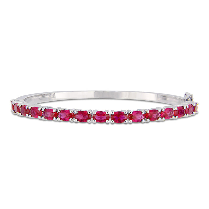 11 Carat (ctw) Lab-Created Ruby Bracelet Bangle in Sterling Silver (7 Inches) Image 1