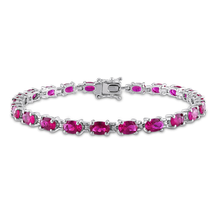 16.50 Carat (ctw) Lab-Created Ruby Bracelet in Sterling Silver (7 Inches) Image 1