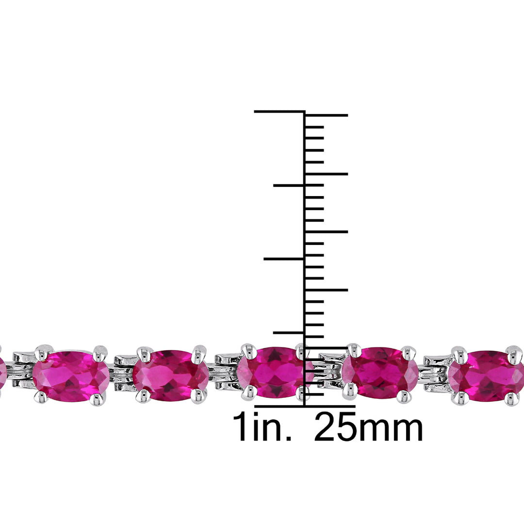 16.50 Carat (ctw) Lab-Created Ruby Bracelet in Sterling Silver (7 Inches) Image 3