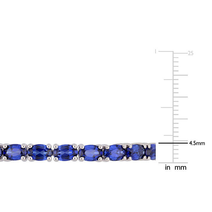 8.00 Carat (ctw) Oval-Cut Lab-Created Blue Sapphire Bracelet Bangle in Sterling Silver (7.50 Inches) Image 3