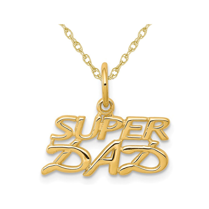 10K Yellow Gold Super DAD Charm Pendant Necklace with Chain Image 1