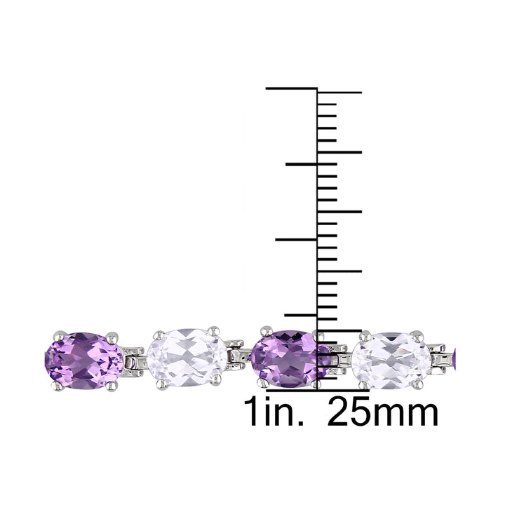 19.50 Carat (ctw) Amethyst and Lab-Created White Sapphire Bracelet in Sterling Silver Image 3