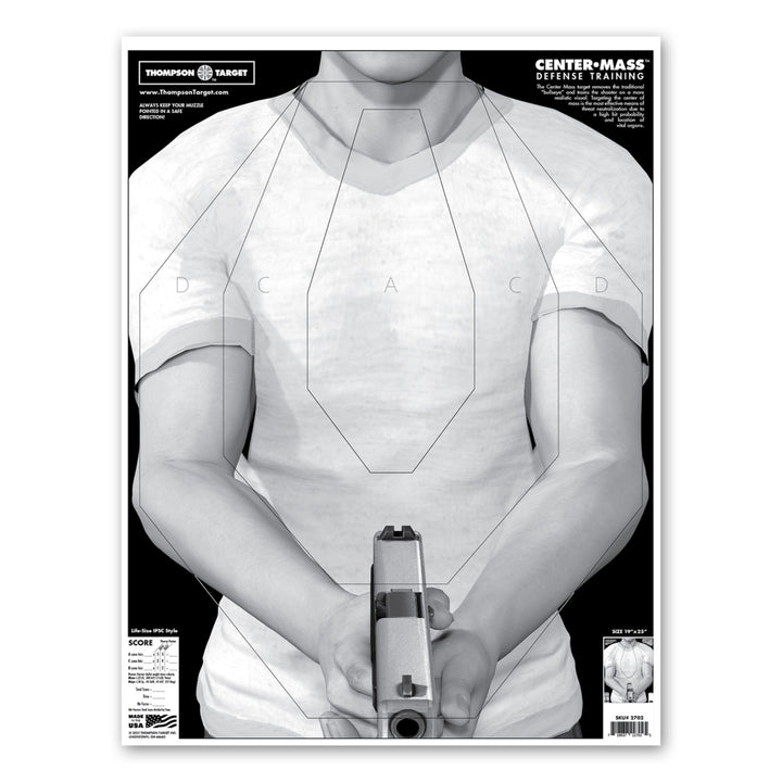 Center-Mass Life-Size Advanced Defense Training - 19"x25" Economy Paper Targets (20 Pack) Image 1