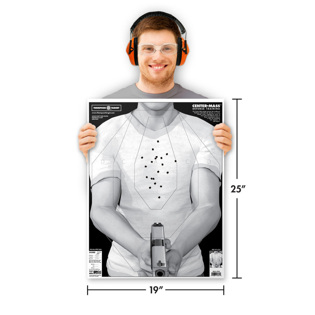 Center-Mass Life-Size Advanced Defense Training - 19"x25" Economy Paper Targets (20 Pack) Image 2
