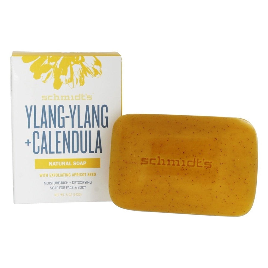Schmidts - Natural Moisture Rich + Detoxifying Bar Soap for Face and Body Ylang-Yang + Calendula - 5 oz. Image 1