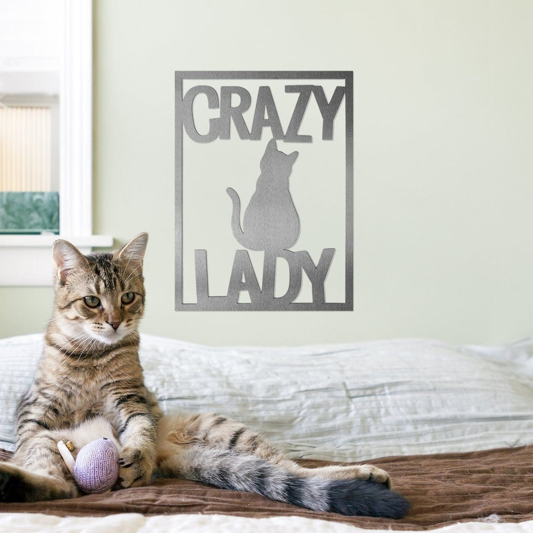 Crazy Lady - 2 Styles - Funny Cat or Plant Lady Hanging Metal Signs for Image 3