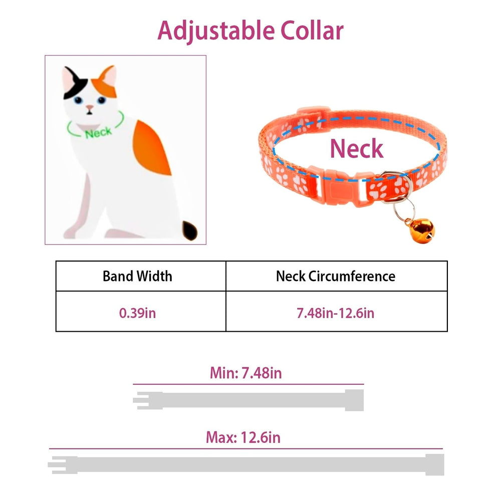 Adjustable Breakaway Cat Collar with Bell Name Tag 12 Colors Safe Buckle Image 2