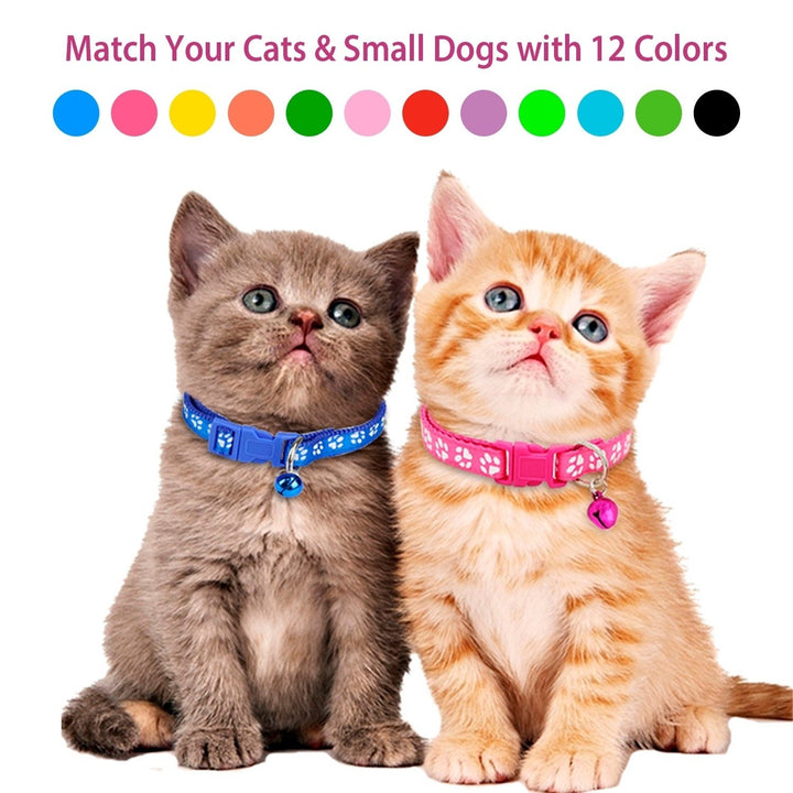 Adjustable Breakaway Cat Collar with Bell Name Tag 12 Colors Safe Buckle Image 6