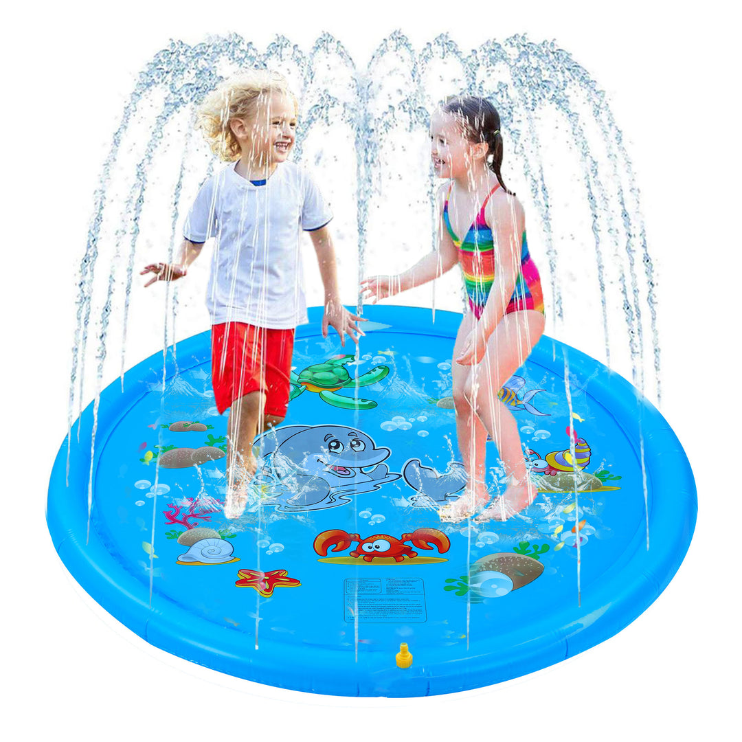 Dimple 67-inch Large Kids Sprinkler Play Mat for Toddlers, Big Kids - Outdoor Backyard Kid/Toddler Sprinkler Pool - Fun Image 4