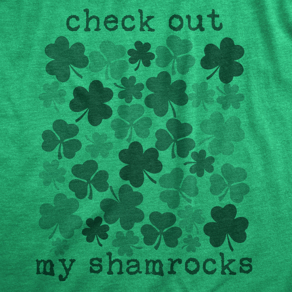 Womens Check Out My Shamrocks T Shirt Funny Saint Paddys Day Clover Graphic Tee For Ladies Image 2