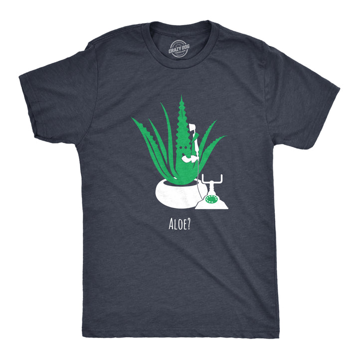 Mens Aloe Phone Call T Shirt Funny Sarcastic Plant Greeting Graphic Novelty Tee For Guys Image 1