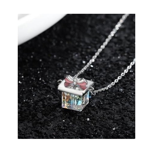 Austrian Crystal Bow square sugar necklace jewelrya popular and versatile gift lock with high sense Image 3
