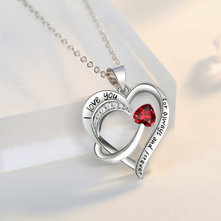 Women Jewelry Love CZ Diamond Heart  Engraved "I love you for always and forever" Pendant Necklace, Image 2