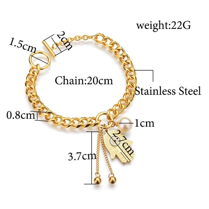 Women Gold Filled Good Luck Evil Eye Hand CharmHamsa Hand Bracelet Jewelry Protection Gift Image 4