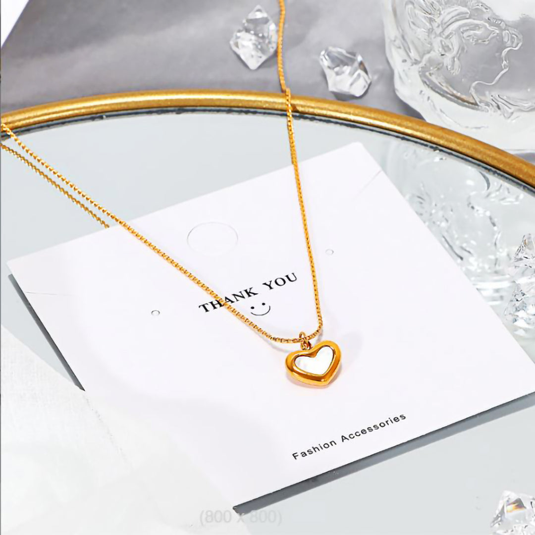 Minimalism 18k Gold Filled White Fritillary Love Heart Pendant Clavicle Chain Necklace Image 1