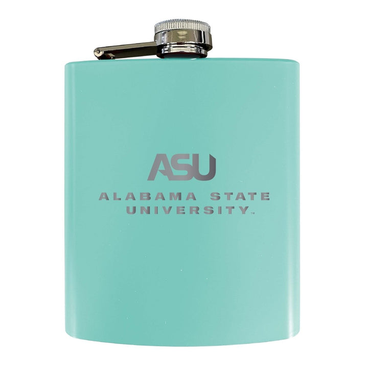 Alabama State University Stainless Steel Etched Flask 7 oz - Officially Licensed Choose Your Color Matte Finish Image 4