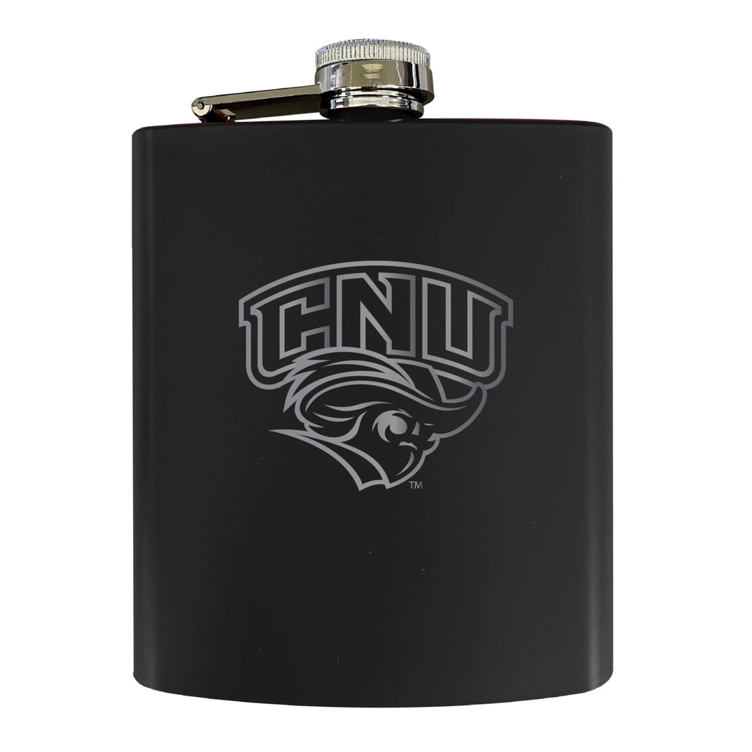 Christopher Newport Captains Stainless Steel Etched Flask 7 oz - Officially Licensed Choose Your Color Matte Finish Image 1