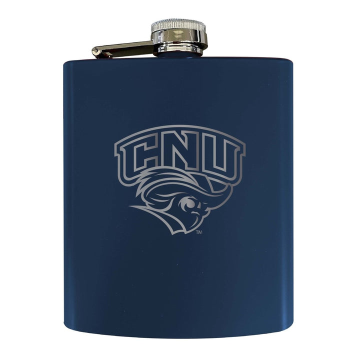 Christopher Newport Captains Stainless Steel Etched Flask 7 oz - Officially Licensed Choose Your Color Matte Finish Image 1