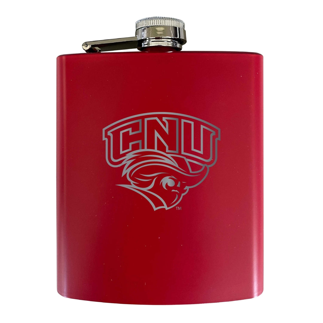 Christopher Newport Captains Stainless Steel Etched Flask 7 oz - Officially Licensed Choose Your Color Matte Finish Image 3