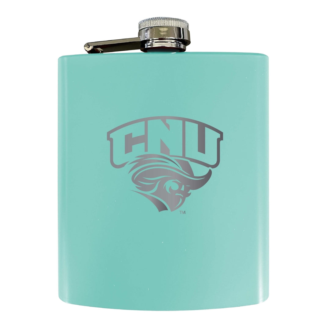 Christopher Newport Captains Stainless Steel Etched Flask 7 oz - Officially Licensed Choose Your Color Matte Finish Image 4