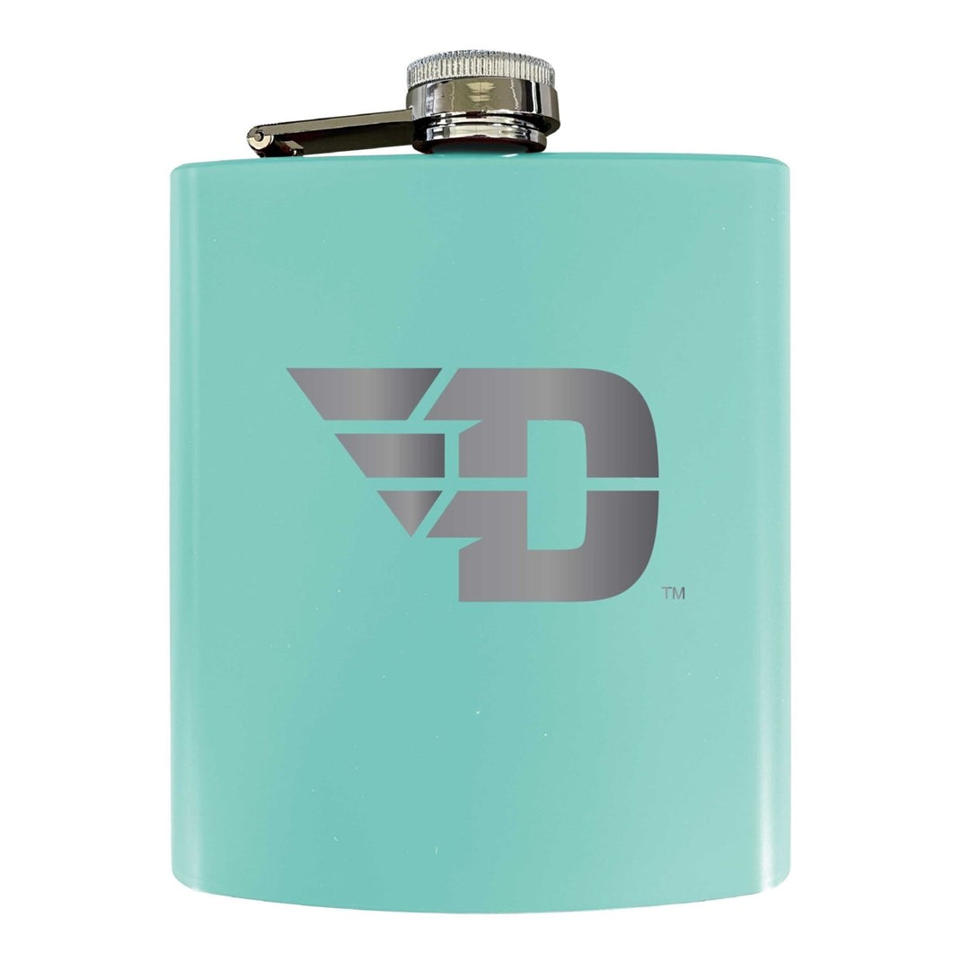 Dayton Flyers Stainless Steel Etched Flask 7 oz - Officially Licensed Choose Your Color Matte Finish Image 1