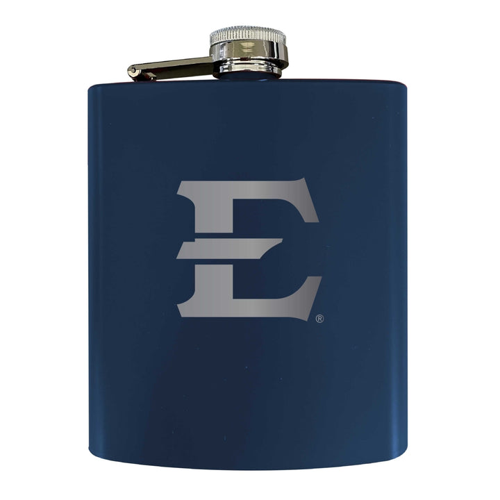 East Tennessee State University Stainless Steel Etched Flask 7 oz - Officially Licensed Choose Your Color Matte Finish Image 2