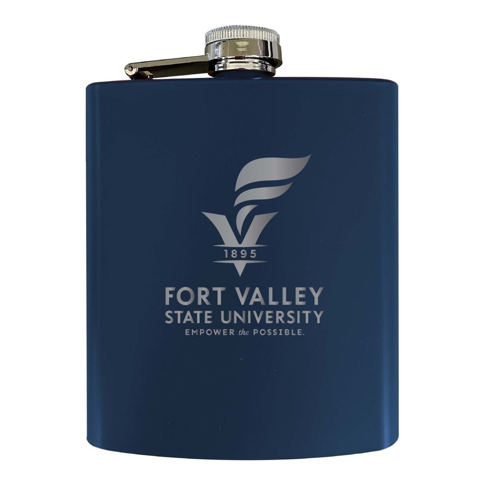 Fort Valley State University Stainless Steel Etched Flask 7 oz - Officially Licensed Choose Your Color Matte Finish Image 2