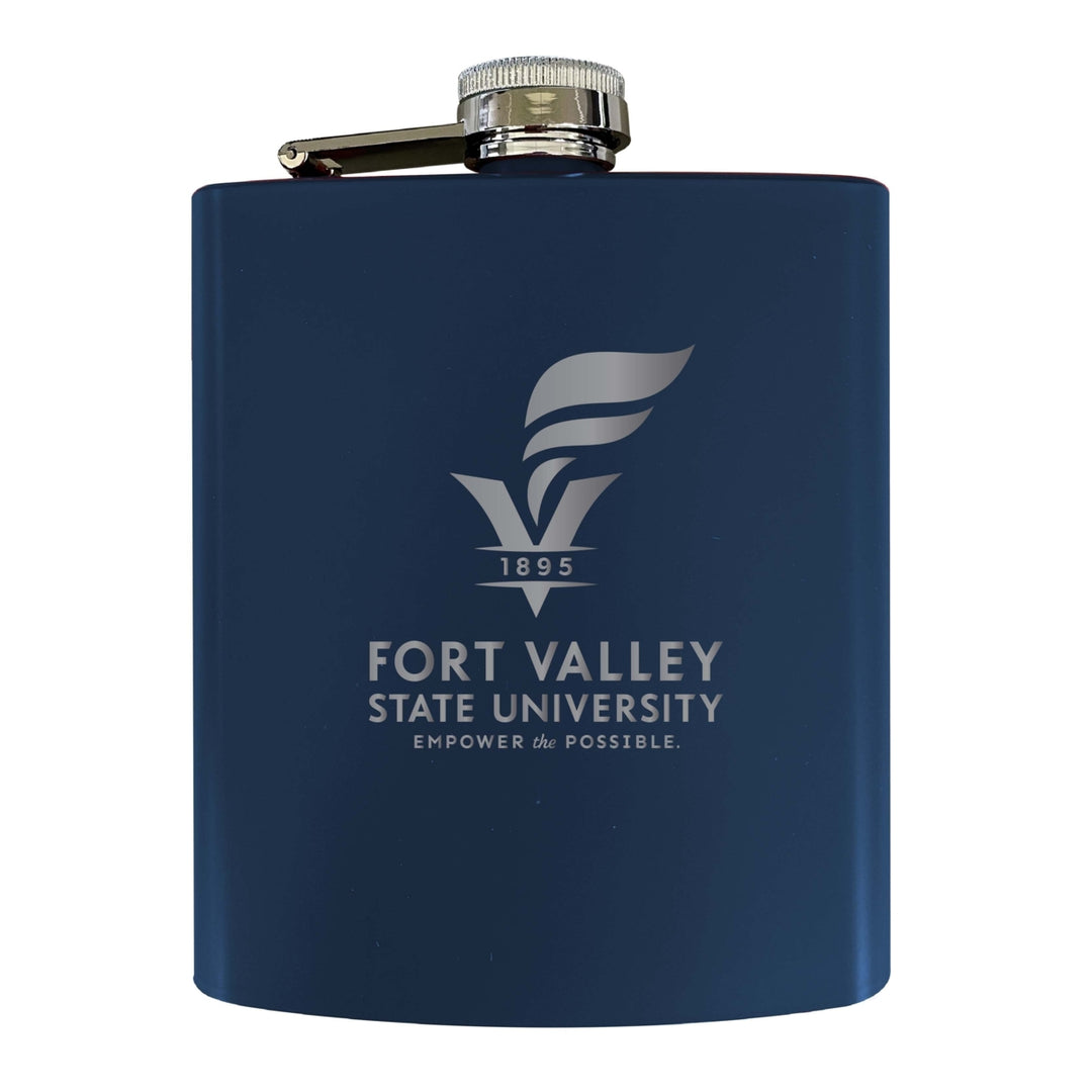 Fort Valley State University Stainless Steel Etched Flask 7 oz - Officially LicensedChoose Your ColorMatte Finish Image 2