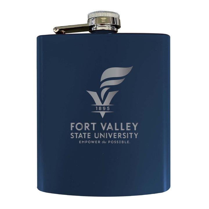 Fort Valley State University Stainless Steel Etched Flask 7 oz - Officially Licensed Choose Your Color Matte Finish Image 2