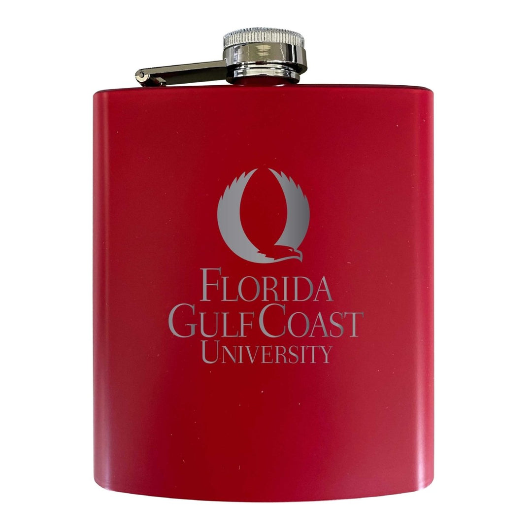 Florida Gulf Coast Eagles Stainless Steel Etched Flask 7 oz - Officially Licensed Choose Your Color Matte Finish Image 1