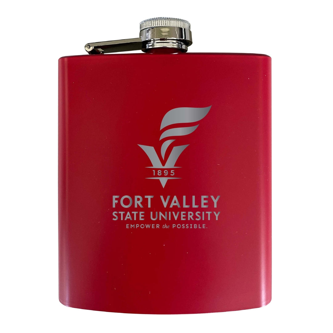 Fort Valley State University Stainless Steel Etched Flask 7 oz - Officially Licensed Choose Your Color Matte Finish Image 3