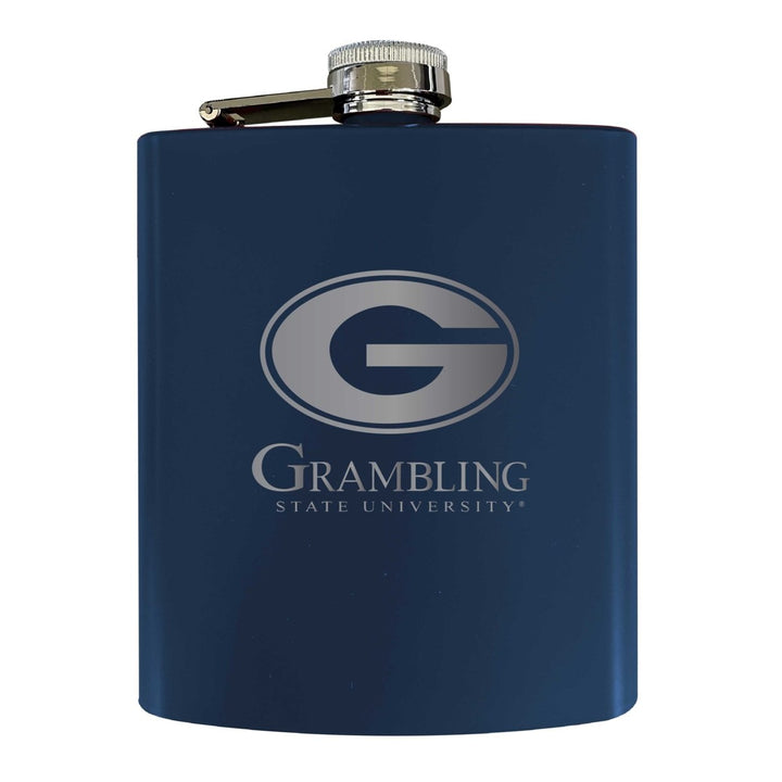 Grambling State Tigers Stainless Steel Etched Flask 7 oz - Officially LicensedChoose Your ColorMatte Finish Image 1