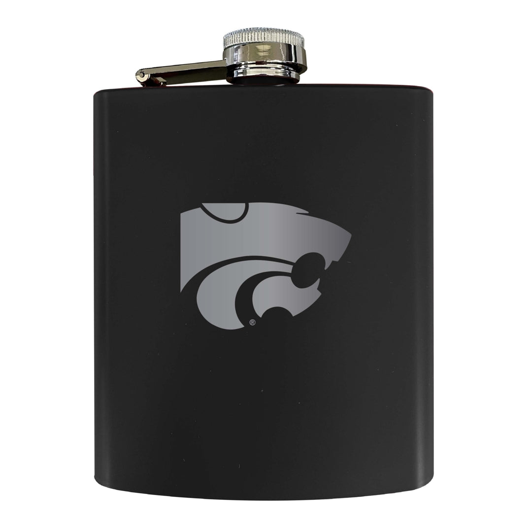 Kansas State Wildcats Stainless Steel Etched Flask 7 oz - Officially Licensed Choose Your Color Matte Finish Image 1