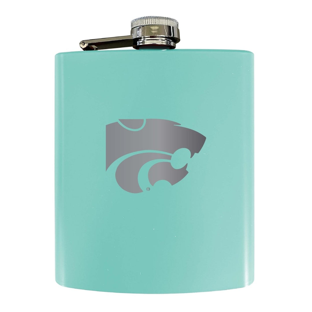 Kansas State Wildcats Stainless Steel Etched Flask 7 oz - Officially Licensed Choose Your Color Matte Finish Image 2