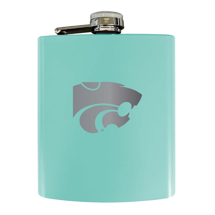 Kansas State Wildcats Stainless Steel Etched Flask 7 oz - Officially LicensedChoose Your ColorMatte Finish Image 1