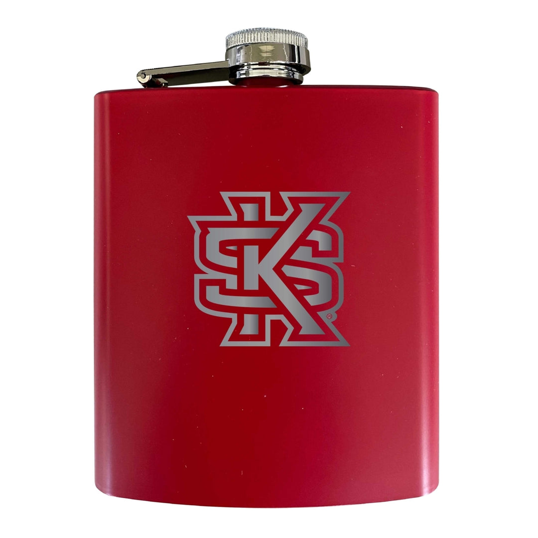 Kennesaw State University Stainless Steel Etched Flask 7 oz - Officially Licensed Choose Your Color Matte Finish Image 3