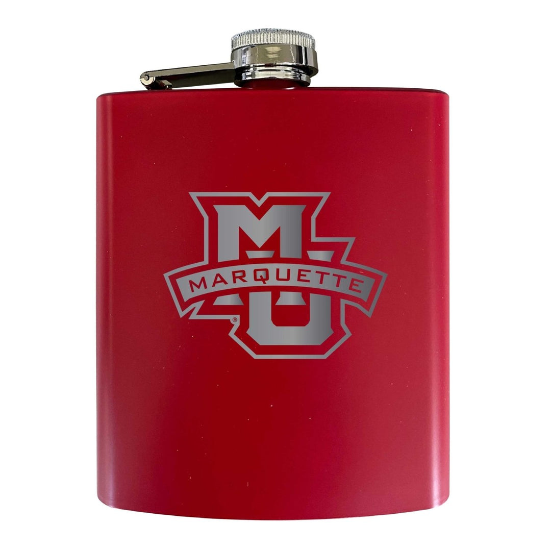 Marquette Golden Eagles Stainless Steel Etched Flask 7 oz - Officially LicensedChoose Your ColorMatte Finish Image 3