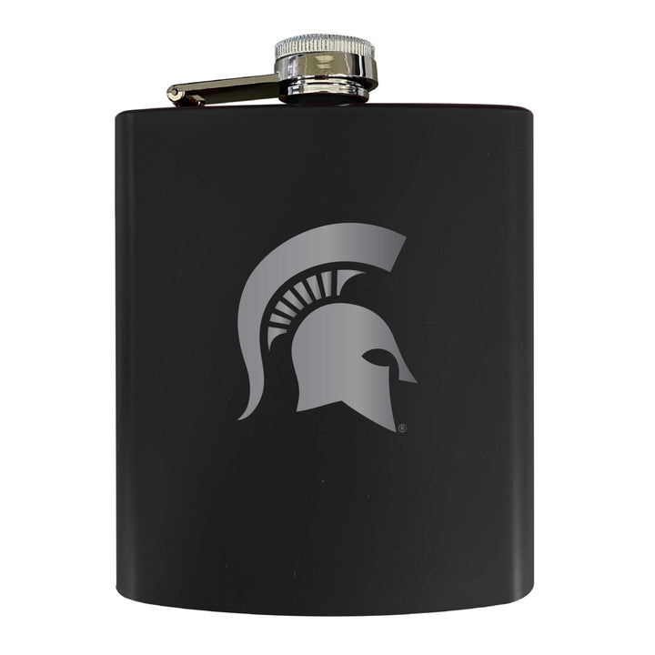 Michigan State Spartans Stainless Steel Etched Flask 7 oz - Officially LicensedChoose Your ColorMatte Finish Image 1