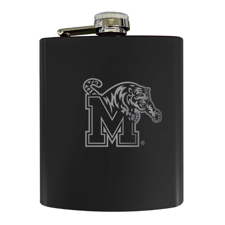 Memphis Tigers Stainless Steel Etched Flask 7 oz - Officially LicensedChoose Your ColorMatte Finish Image 1