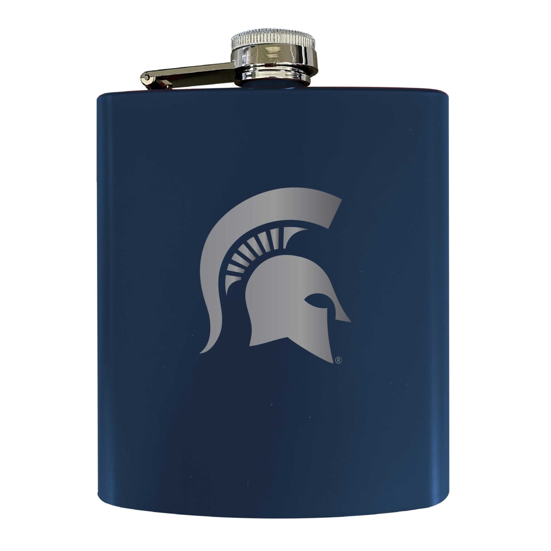 Michigan State Spartans Stainless Steel Etched Flask 7 oz - Officially Licensed Choose Your Color Matte Finish Image 2