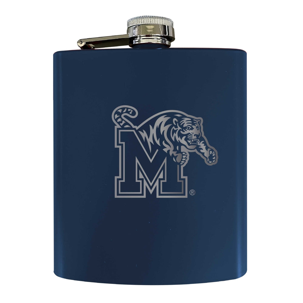 Memphis Tigers Stainless Steel Etched Flask 7 oz - Officially LicensedChoose Your ColorMatte Finish Image 2