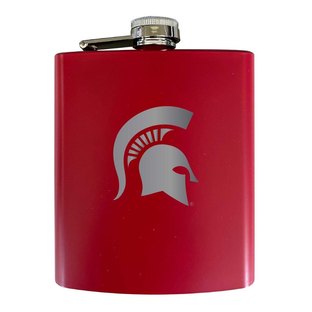 Michigan State Spartans Stainless Steel Etched Flask 7 oz - Officially Licensed Choose Your Color Matte Finish Image 3