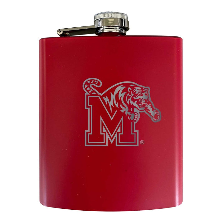 Memphis Tigers Stainless Steel Etched Flask 7 oz - Officially Licensed Choose Your Color Matte Finish Image 3