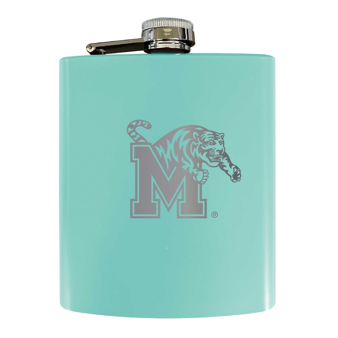 Memphis Tigers Stainless Steel Etched Flask 7 oz - Officially Licensed Choose Your Color Matte Finish Image 4