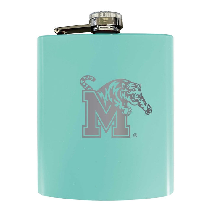 Memphis Tigers Stainless Steel Etched Flask 7 oz - Officially LicensedChoose Your ColorMatte Finish Image 1