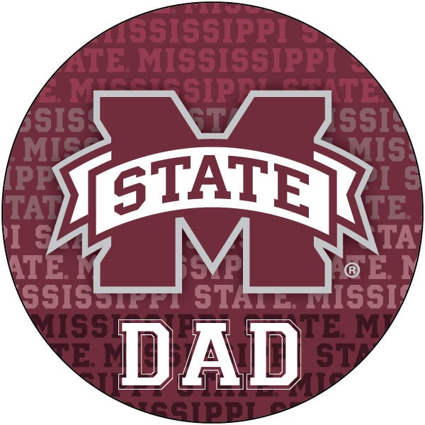 Mississippi State Bulldogs Round Word Design 4-Inch Round Shape NCAA High-Definition Magnet - Versatile Metallic Surface Image 1