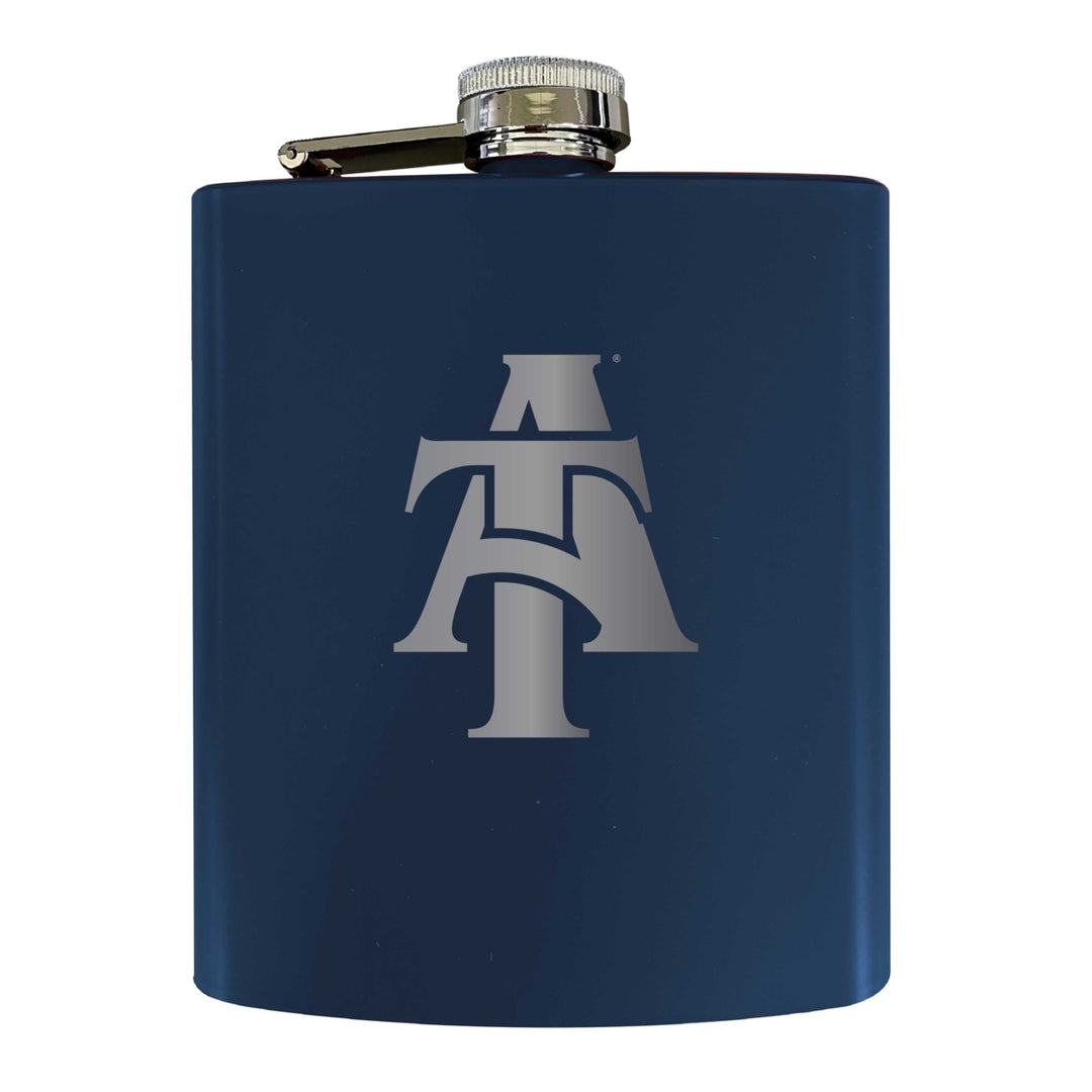 North Carolina AandT State Aggies Stainless Steel Etched Flask 7 oz - Officially Licensed Choose Your Color Matte Finish Image 2