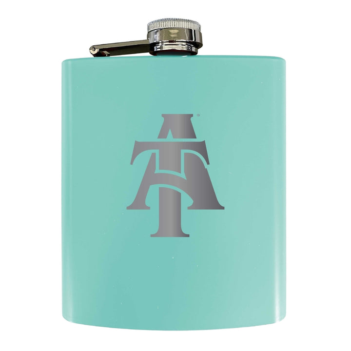 North Carolina AandT State Aggies Stainless Steel Etched Flask 7 oz - Officially Licensed Choose Your Color Matte Finish Image 4