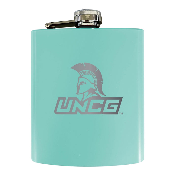 North Carolina Greensboro Spartans Stainless Steel Etched Flask 7 oz - Officially Licensed Choose Your Color Matte Image 4