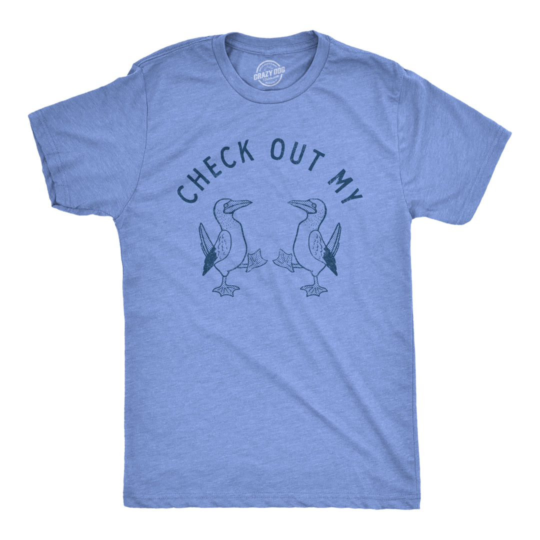 Mens Check Out My Boobies T Shirt Funny Sarcastic Blue Footed Boobies Novelty Tee For Guys Image 1